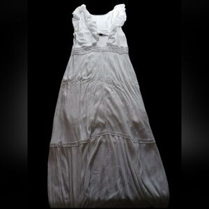Forever 21 Maxi dress tiered sleeveless embroidered white Cottage Core XL